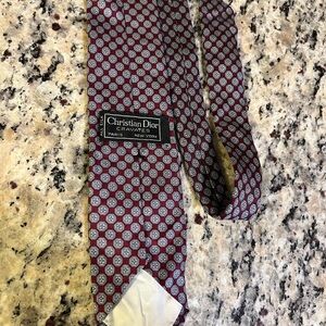 Dior Men's Tie in Burgundy and Silver
